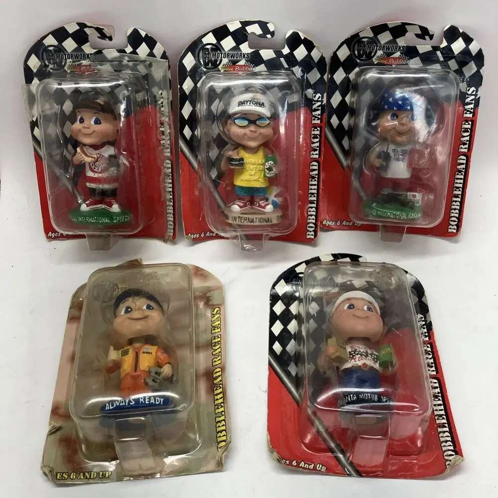 Motorworks BobbleHead Race Fans Lot Of 5 Collectables Vintage